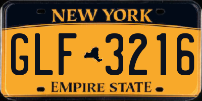 NY license plate GLF3216