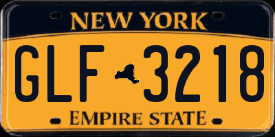 NY license plate GLF3218