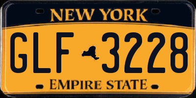 NY license plate GLF3228