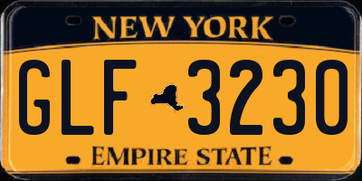 NY license plate GLF3230