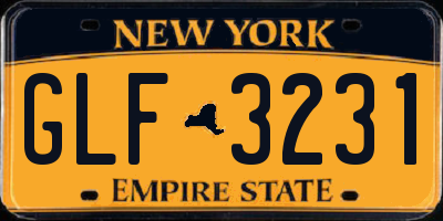 NY license plate GLF3231