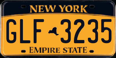 NY license plate GLF3235