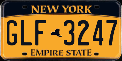 NY license plate GLF3247