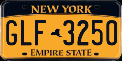 NY license plate GLF3250