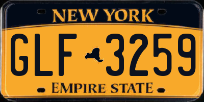NY license plate GLF3259