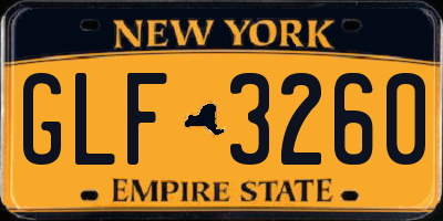 NY license plate GLF3260