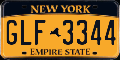 NY license plate GLF3344