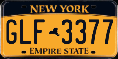 NY license plate GLF3377
