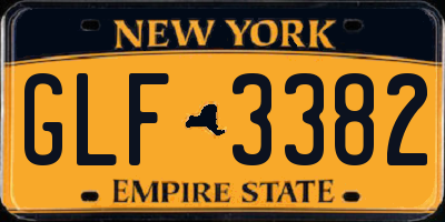 NY license plate GLF3382