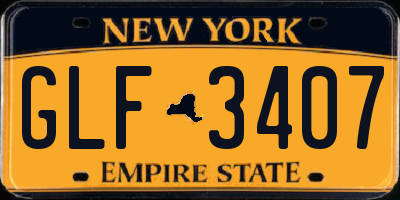 NY license plate GLF3407