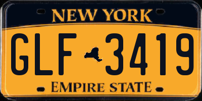 NY license plate GLF3419