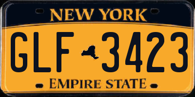 NY license plate GLF3423