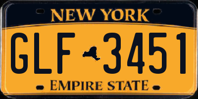 NY license plate GLF3451