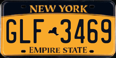 NY license plate GLF3469