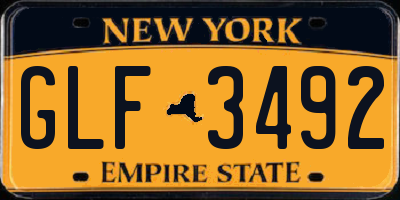 NY license plate GLF3492