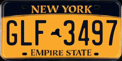 NY license plate GLF3497