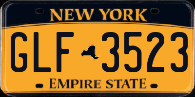 NY license plate GLF3523