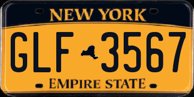 NY license plate GLF3567