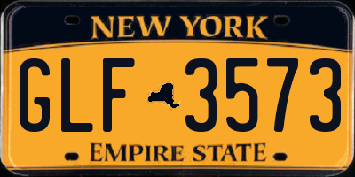 NY license plate GLF3573