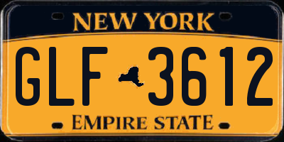 NY license plate GLF3612