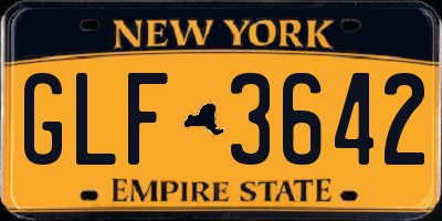 NY license plate GLF3642