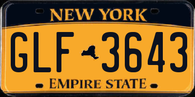 NY license plate GLF3643
