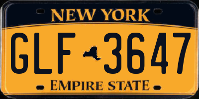 NY license plate GLF3647