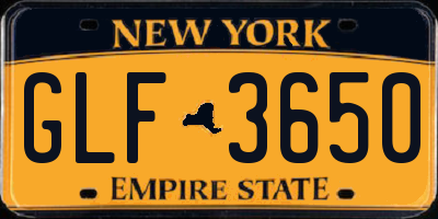 NY license plate GLF3650