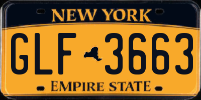 NY license plate GLF3663
