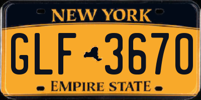 NY license plate GLF3670