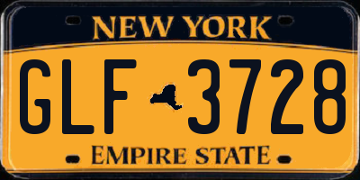NY license plate GLF3728