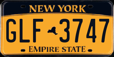 NY license plate GLF3747