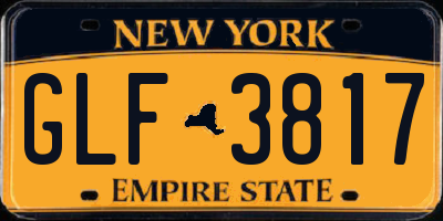 NY license plate GLF3817