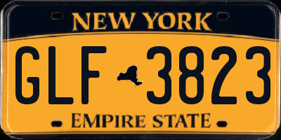 NY license plate GLF3823