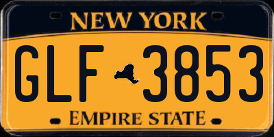NY license plate GLF3853