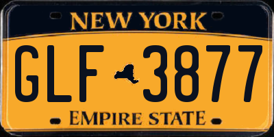 NY license plate GLF3877