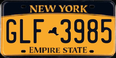 NY license plate GLF3985
