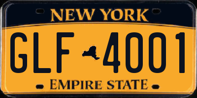 NY license plate GLF4001