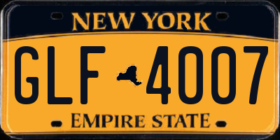 NY license plate GLF4007