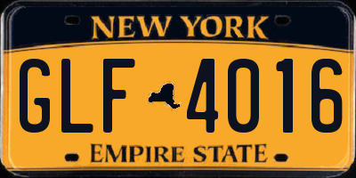NY license plate GLF4016