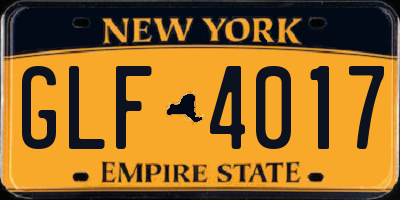 NY license plate GLF4017