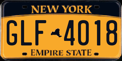 NY license plate GLF4018