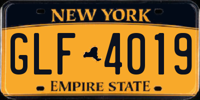 NY license plate GLF4019