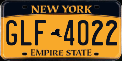 NY license plate GLF4022