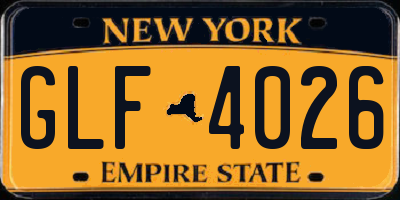 NY license plate GLF4026