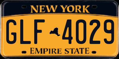 NY license plate GLF4029