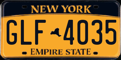 NY license plate GLF4035