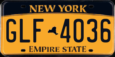 NY license plate GLF4036