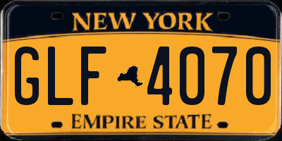 NY license plate GLF4070