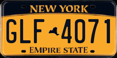 NY license plate GLF4071